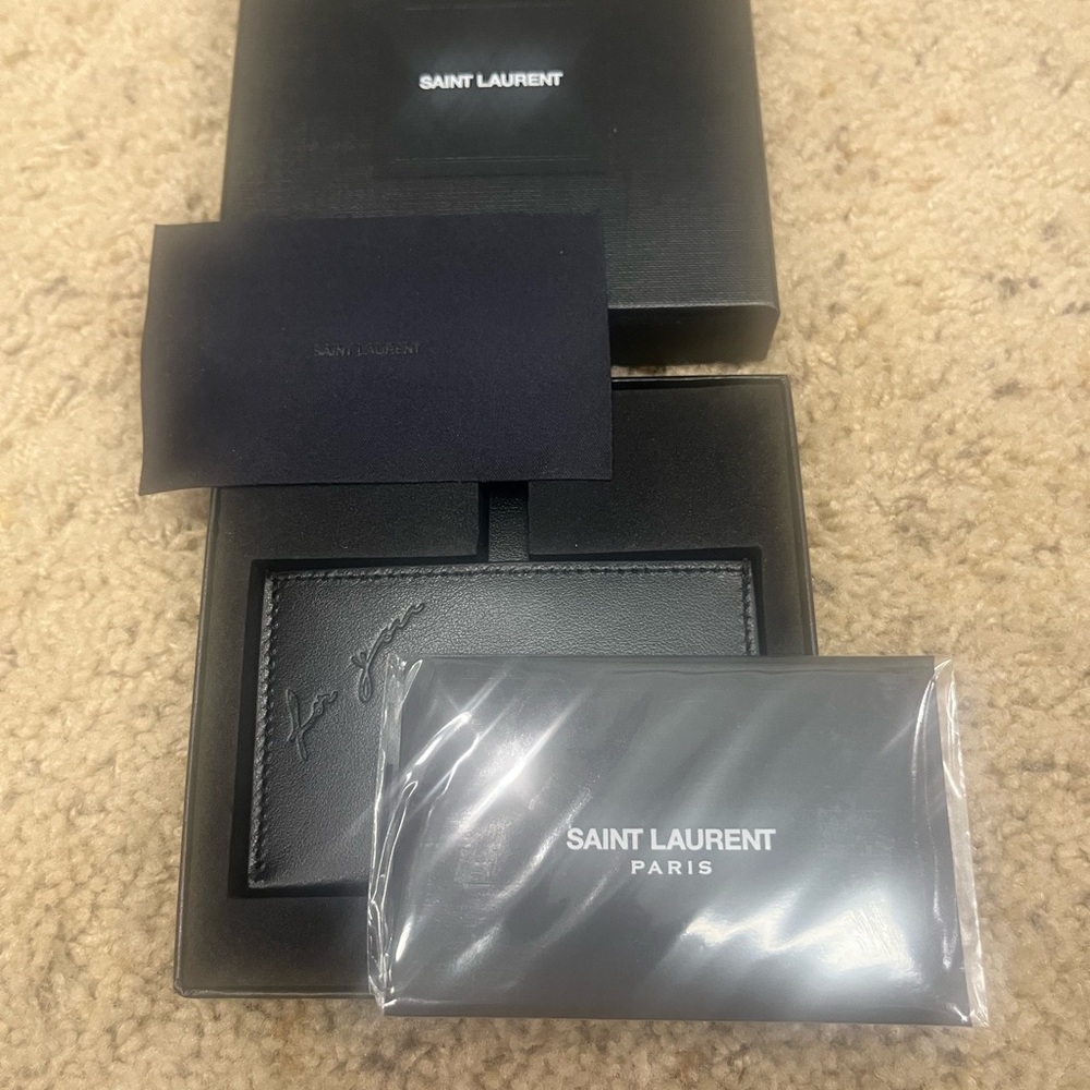 Saint Laurent Black Leather Card / Mirror Holder - New, never used